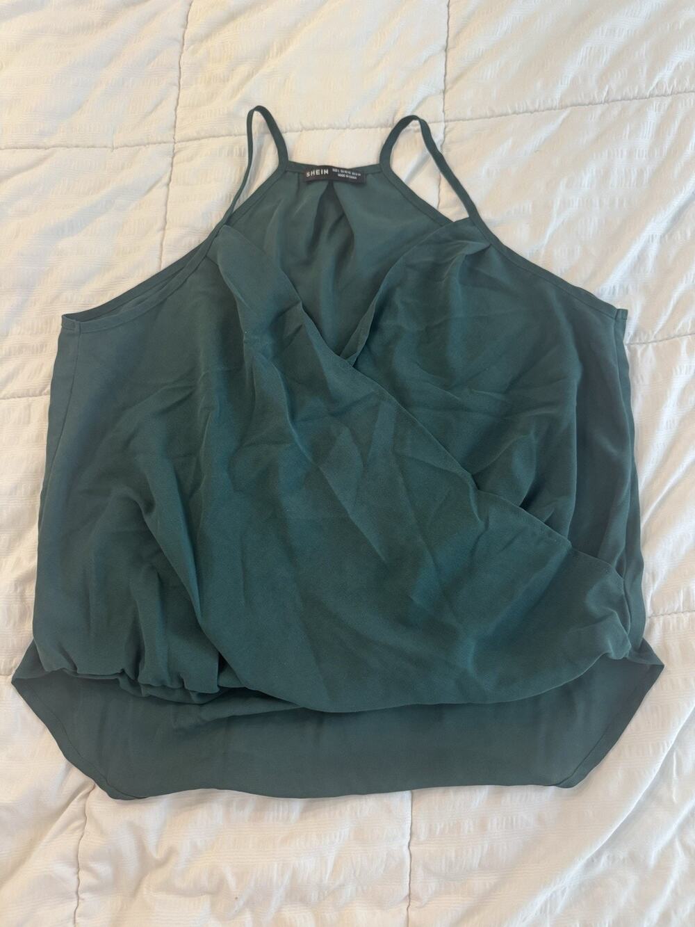 Shein Green Cami Wrap Top V-neck Tank Romantic Whimsigoth Going Out 90s